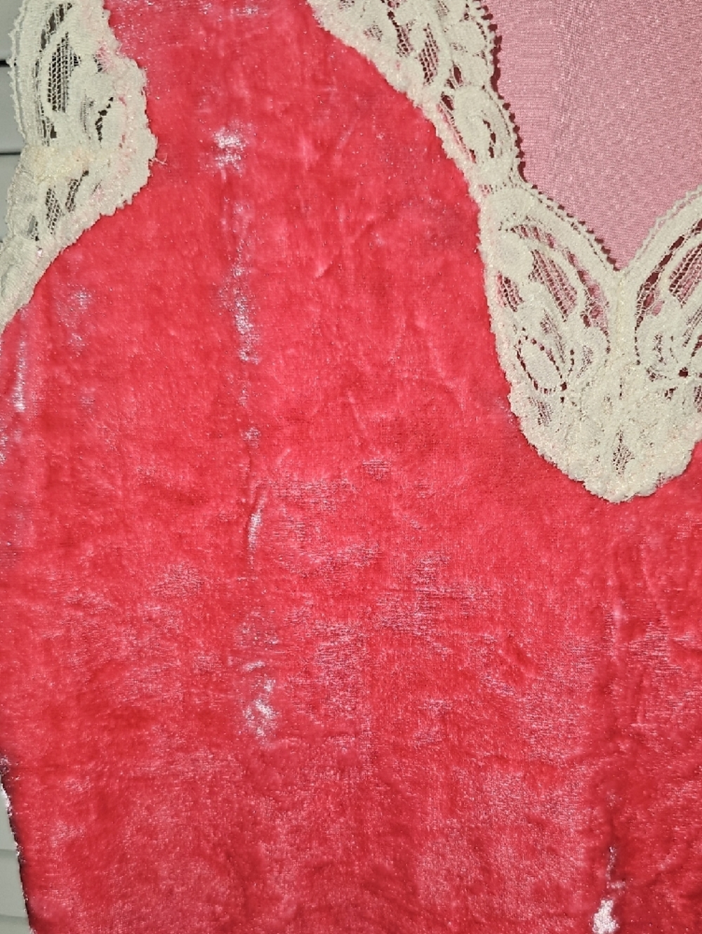 EUC Crushed Velvet Banana Republic Pink Lace-Trim Tank Sz S - Picture 3 of 9